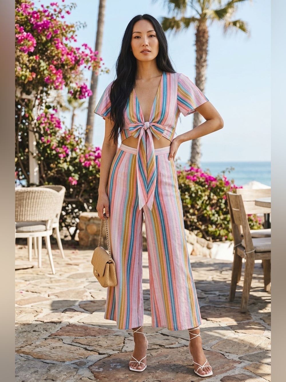 SHOW ME YOUR MUMU Val Jumpsuit in Paradise Stripe size small